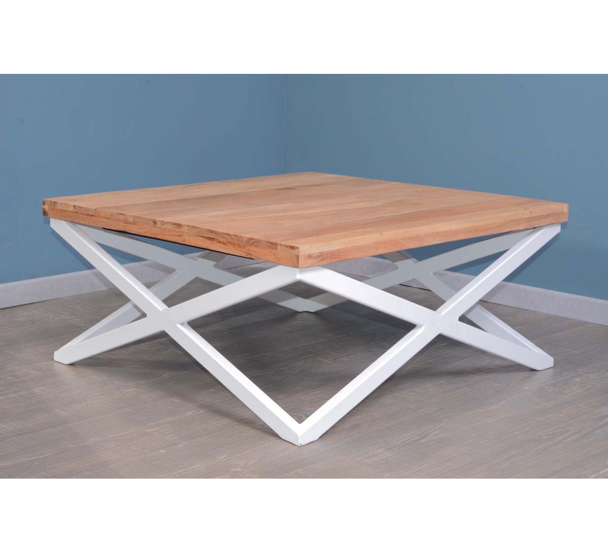 Table basse blanche bois et metal