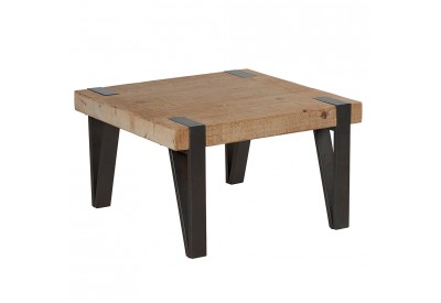 Table basse bois et metal carree