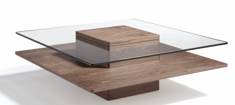 Table basse en bois verre