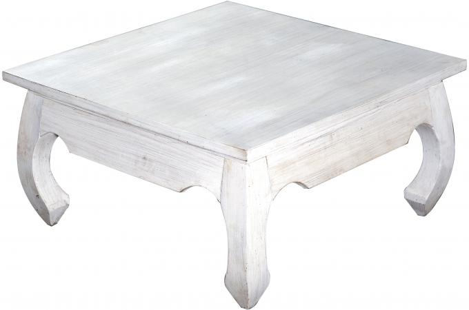 Table basse blanche et bois vieilli