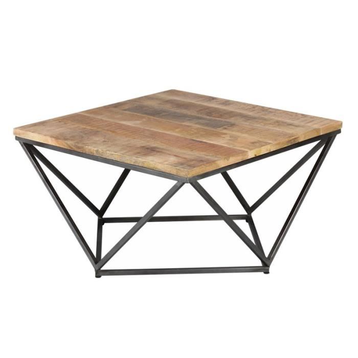 Table basse bois metal carree