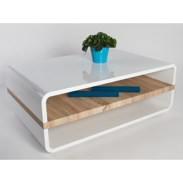 Table basse plateau bois design