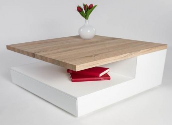 Table basse fer blanche et bois