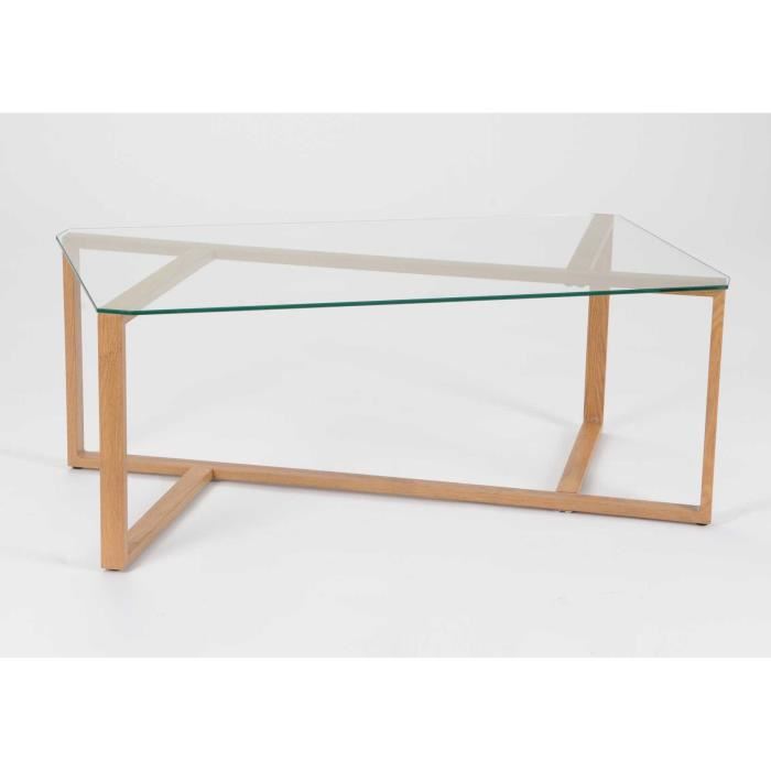 Table basse bois et verre classique