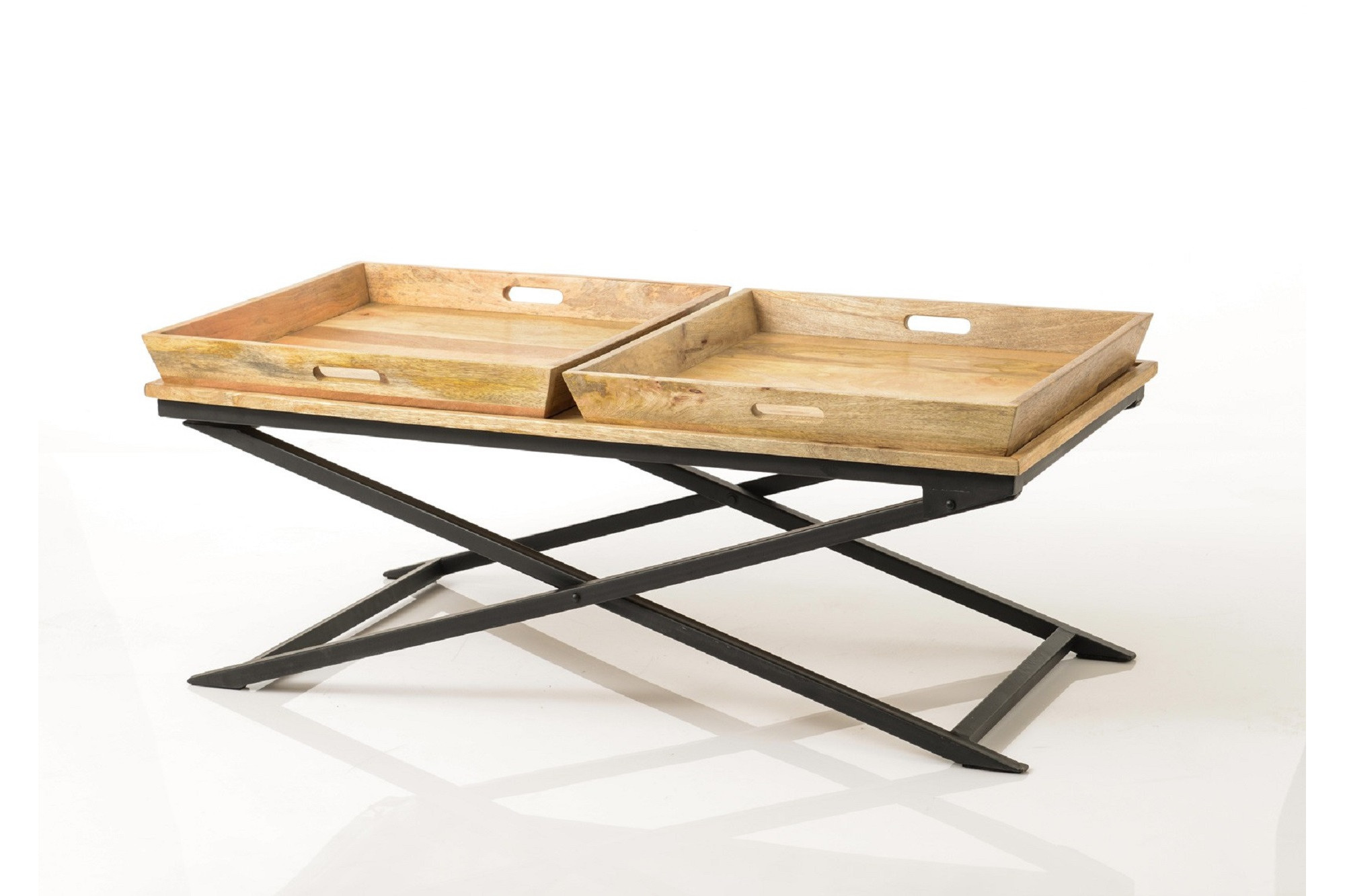 Table basse rectangle bois et métal