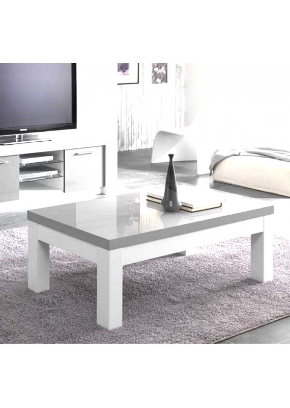Table basse en bois blanc et gris