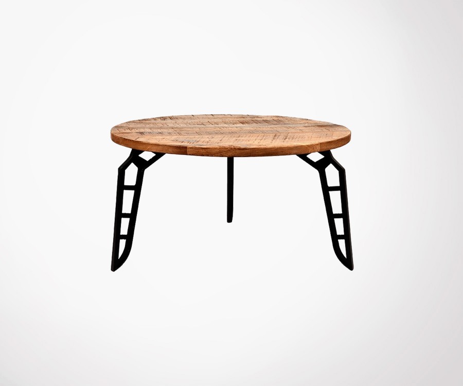 Table basse ronde bois industrielle