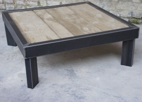 Photo table basse bois metal