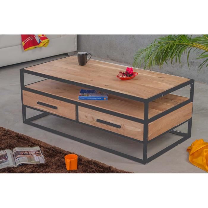 Table basse rectangulaire bois avec tiroir