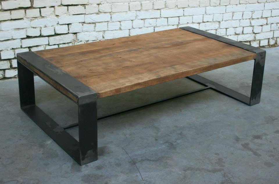 Table basse aluminium bois