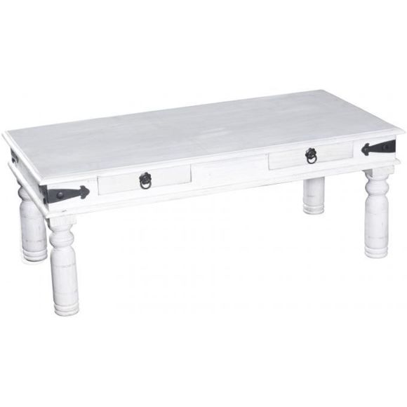 Table basse bois et blanc rectangulaire