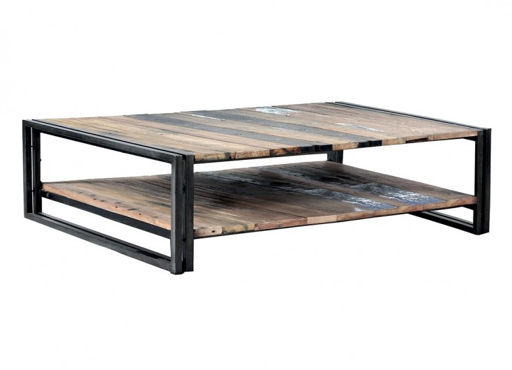 Table basse en bois et fer forge