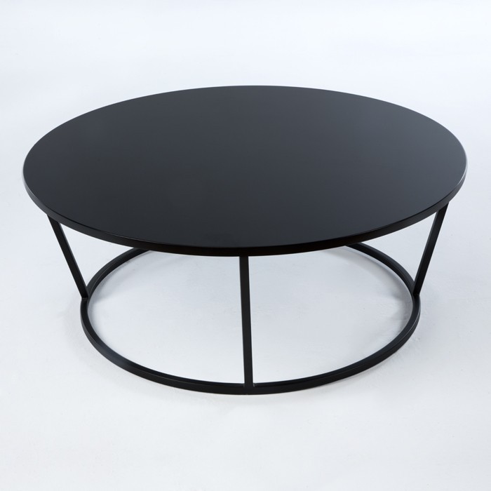 Table basse ronde noir et bois