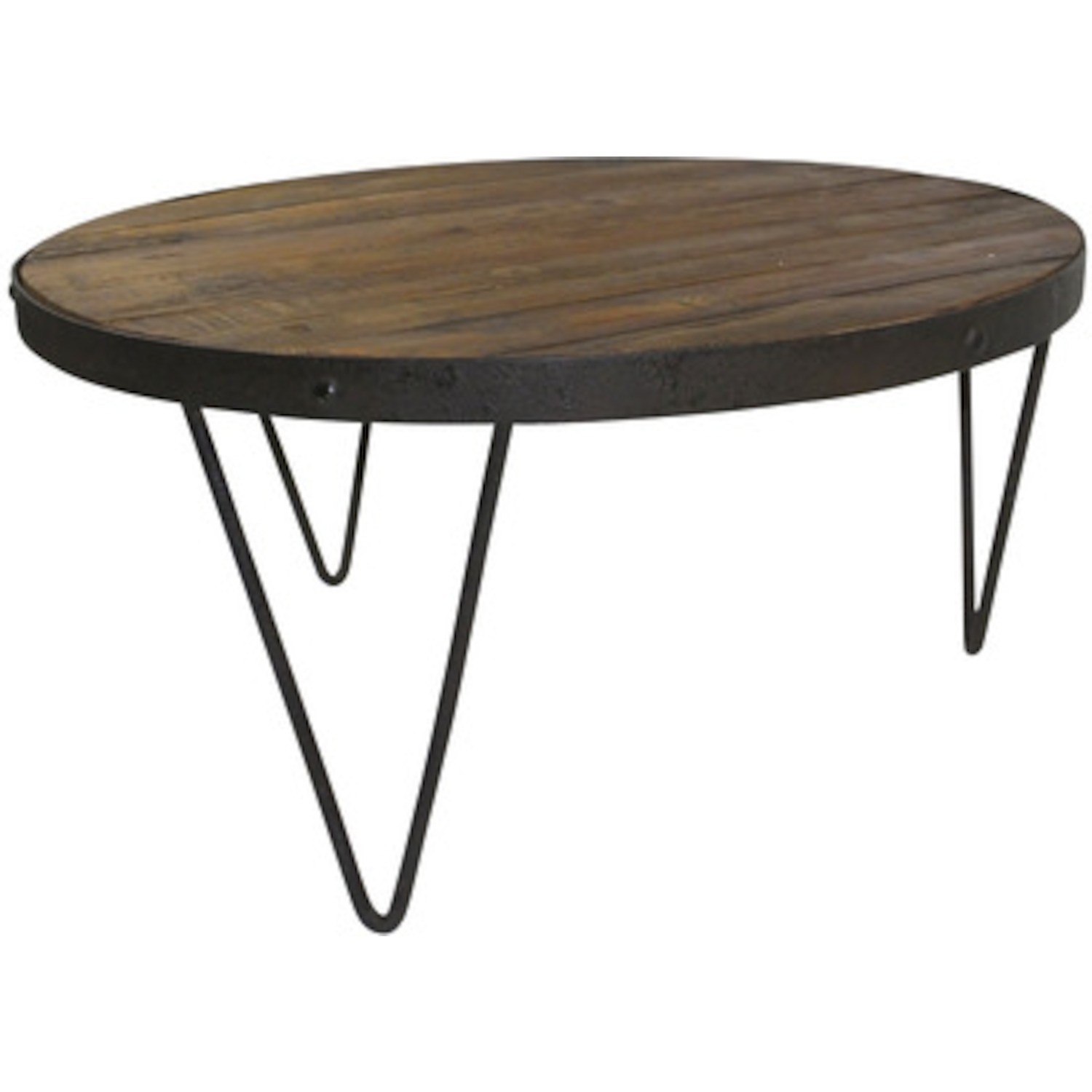 Table basse ronde en bois et metal