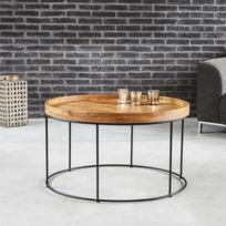 Table basse bois structure metal