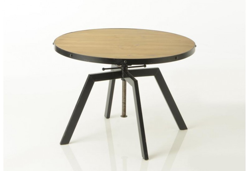 Table basse ronde bois metal industriel