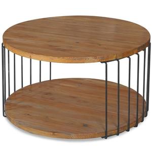 Table basse bois acier ronde