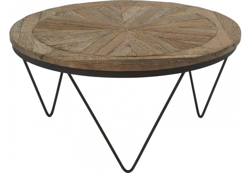 Table basse ronde bois fer