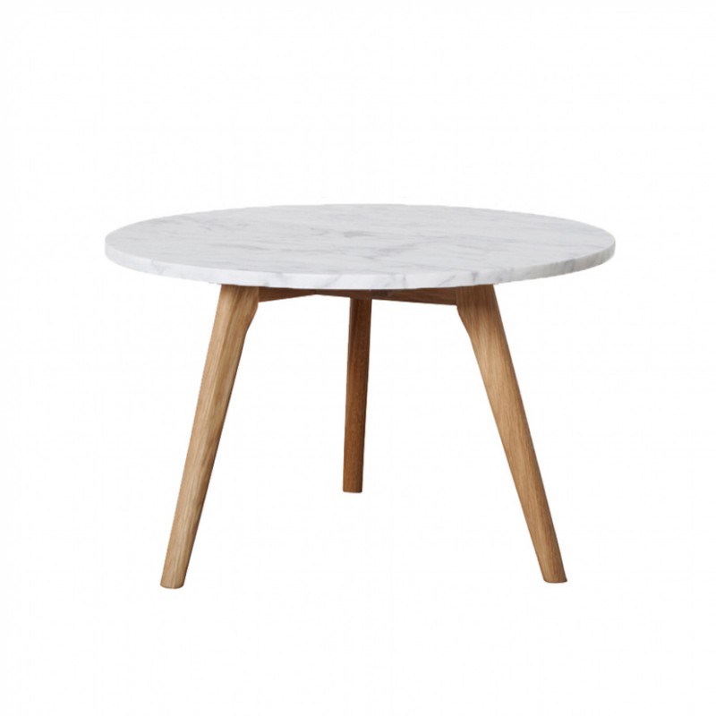 Table basse blanche ronde scandinave