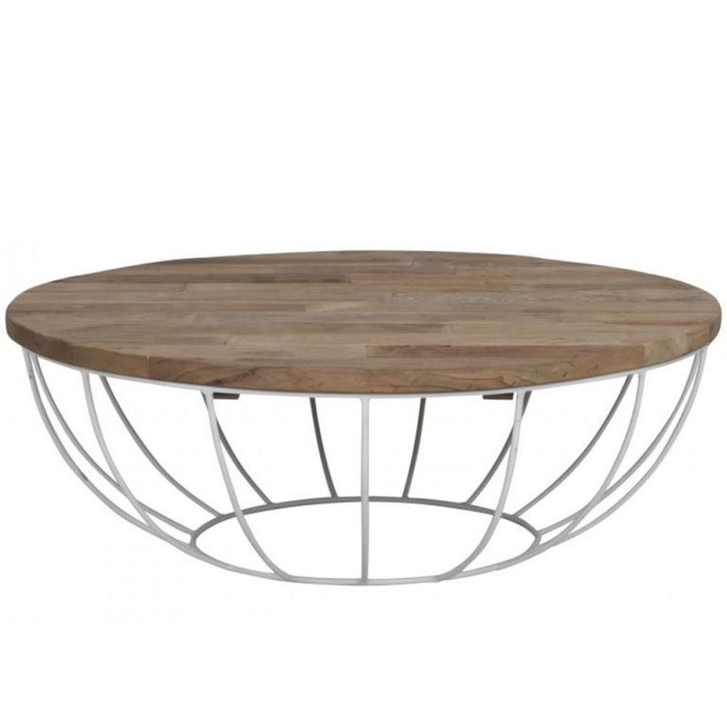 Table basse bois métal ronde