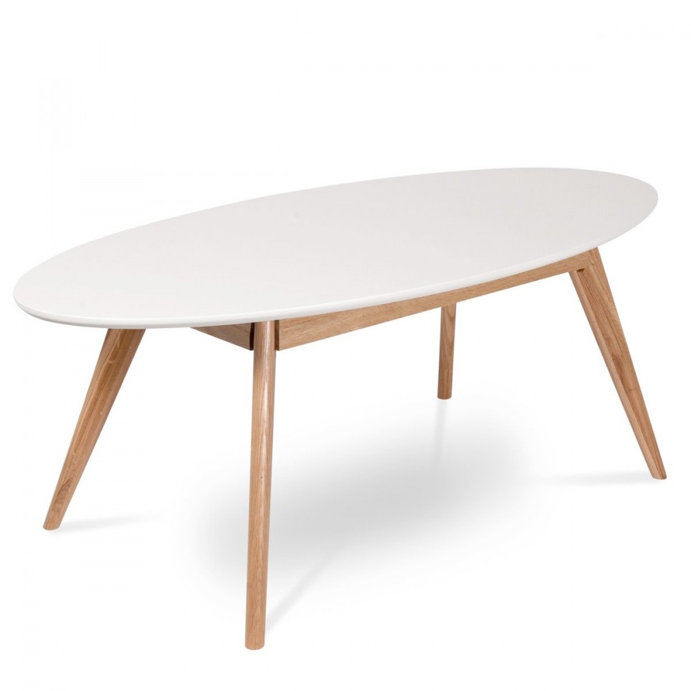 Table basse bois forme ovale