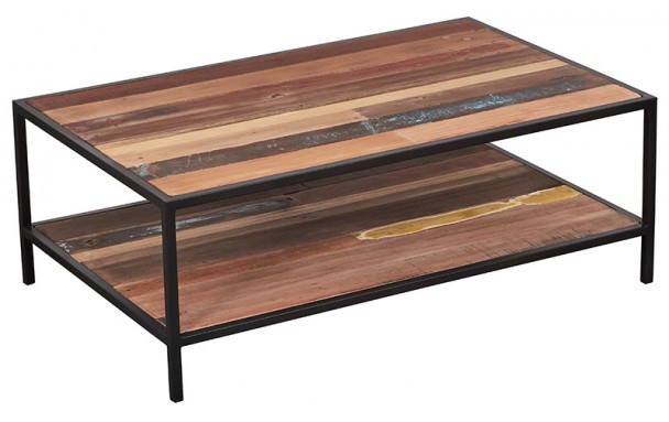 Table basse style industriel et bois