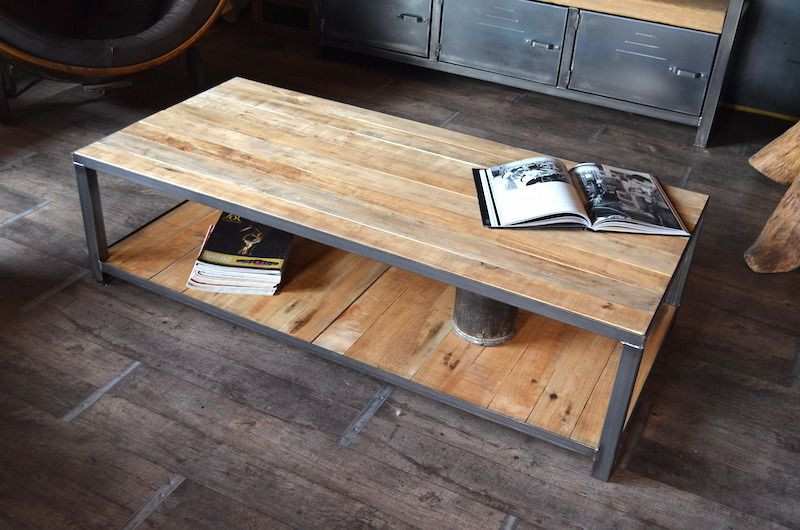 Table basse bois style loft