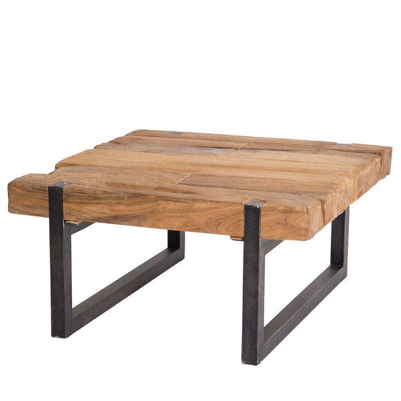 Table basse bois metal carree