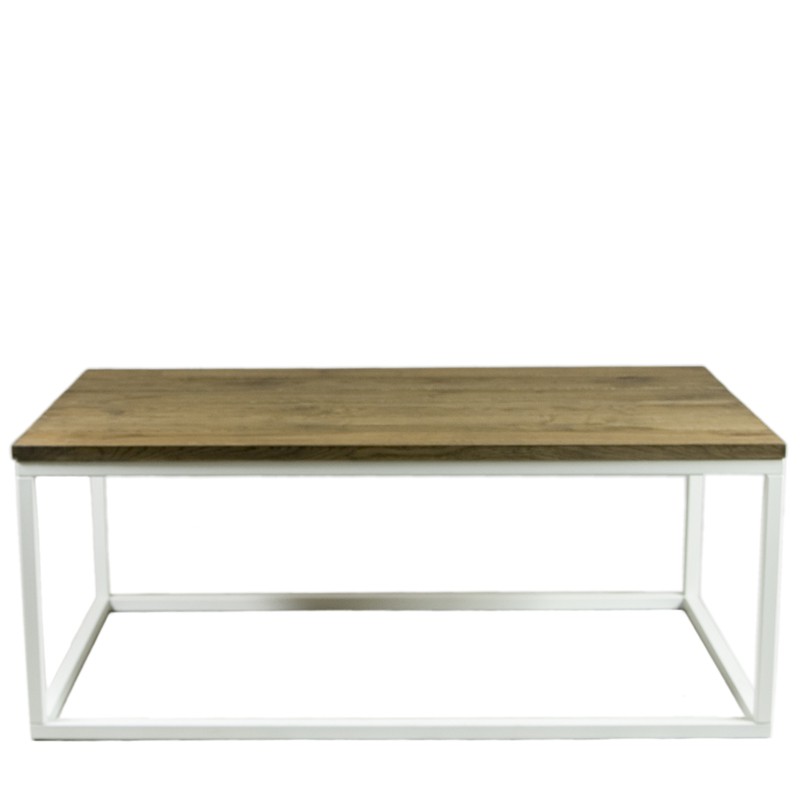 Table basse métal blanc et bois