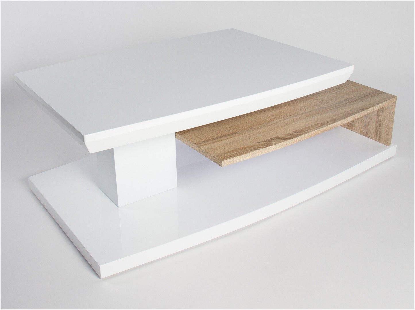 Table basse bois blanc rangement