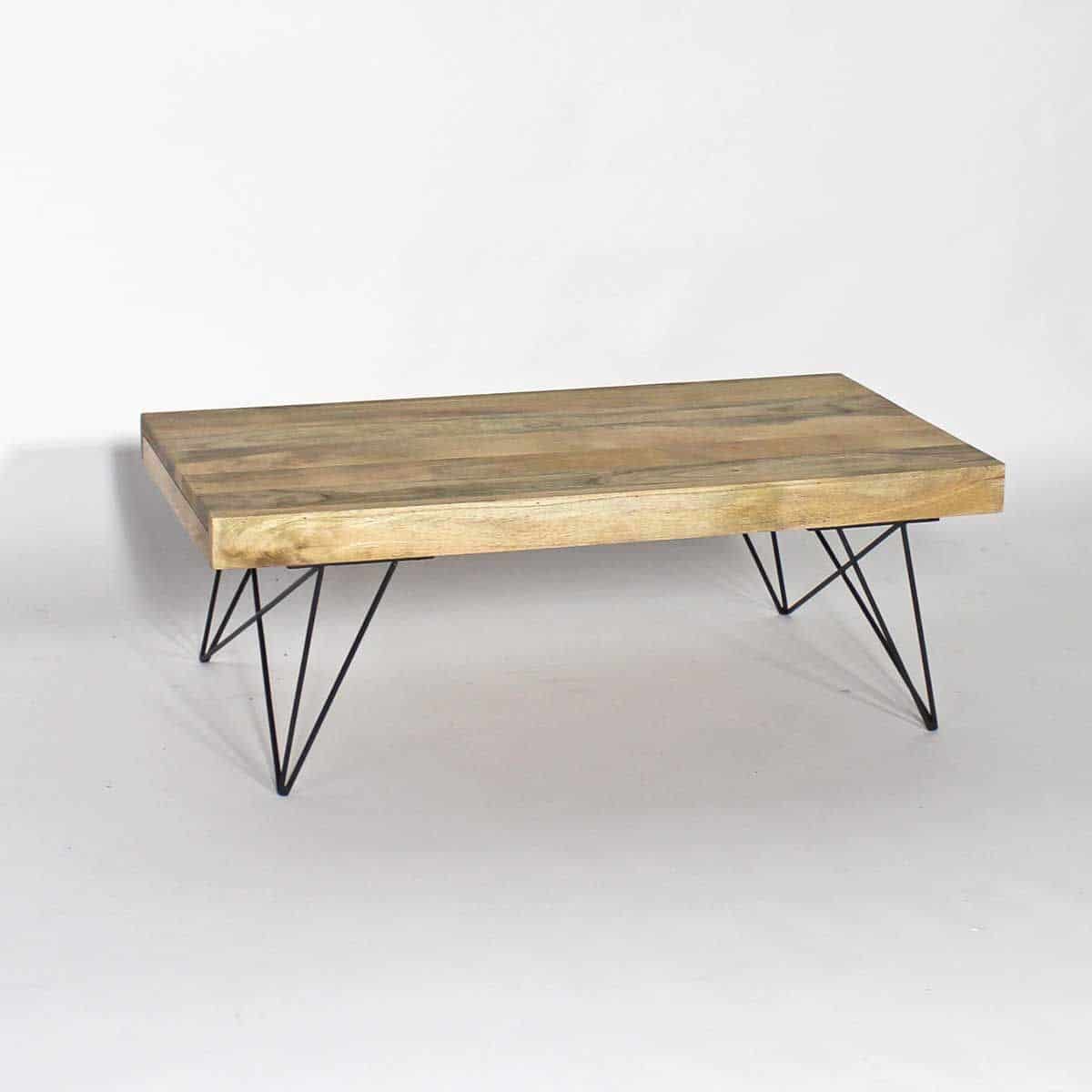 Table basse carrée bois pied metal