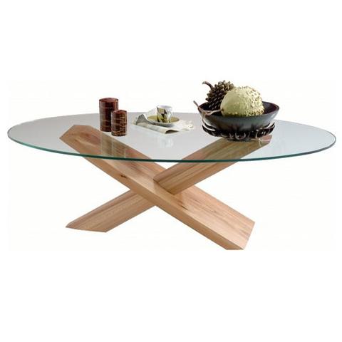 Table basse ronde verre bois