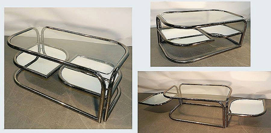 Table basse bois metal vintage