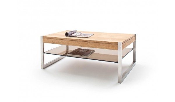 Table basse en bois et verre rectangulaire