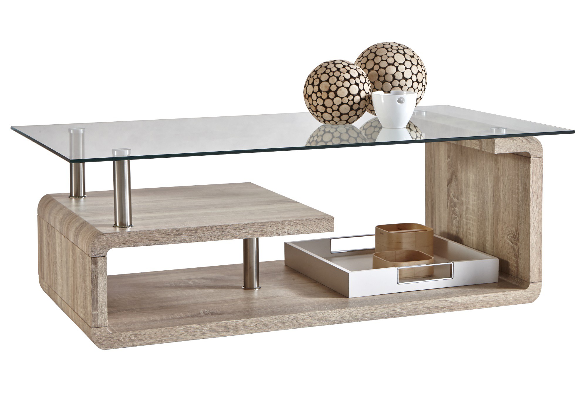 Petite table basse bois et blanc