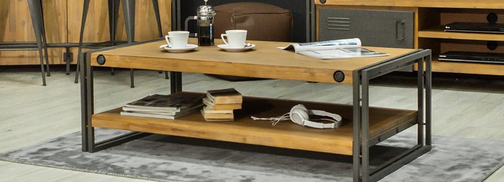 Table basse en bois et métal avec rallonge double zéro guibox