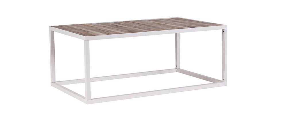 Table basse bois blanchi metal