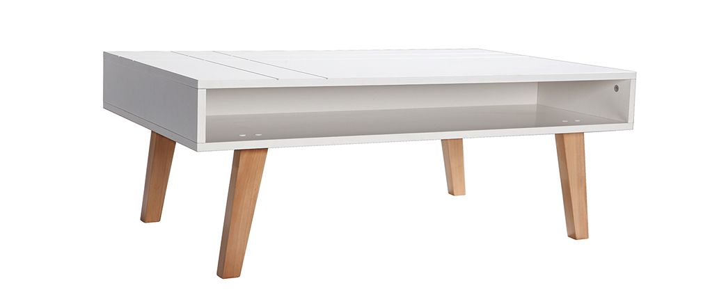 Table basse blanc mat et bois