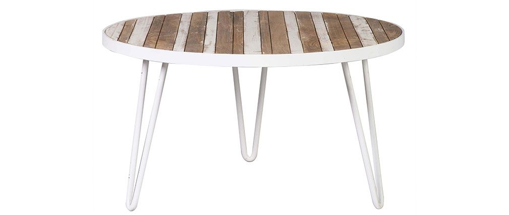 Table basse ronde blanc en bois